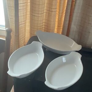 Set of 3  white ceramic gratin dishes